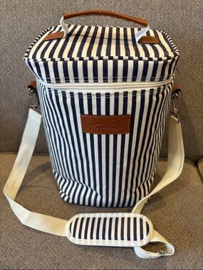 Tirrinia Striped Navy and White Insulated Bottle Cooler